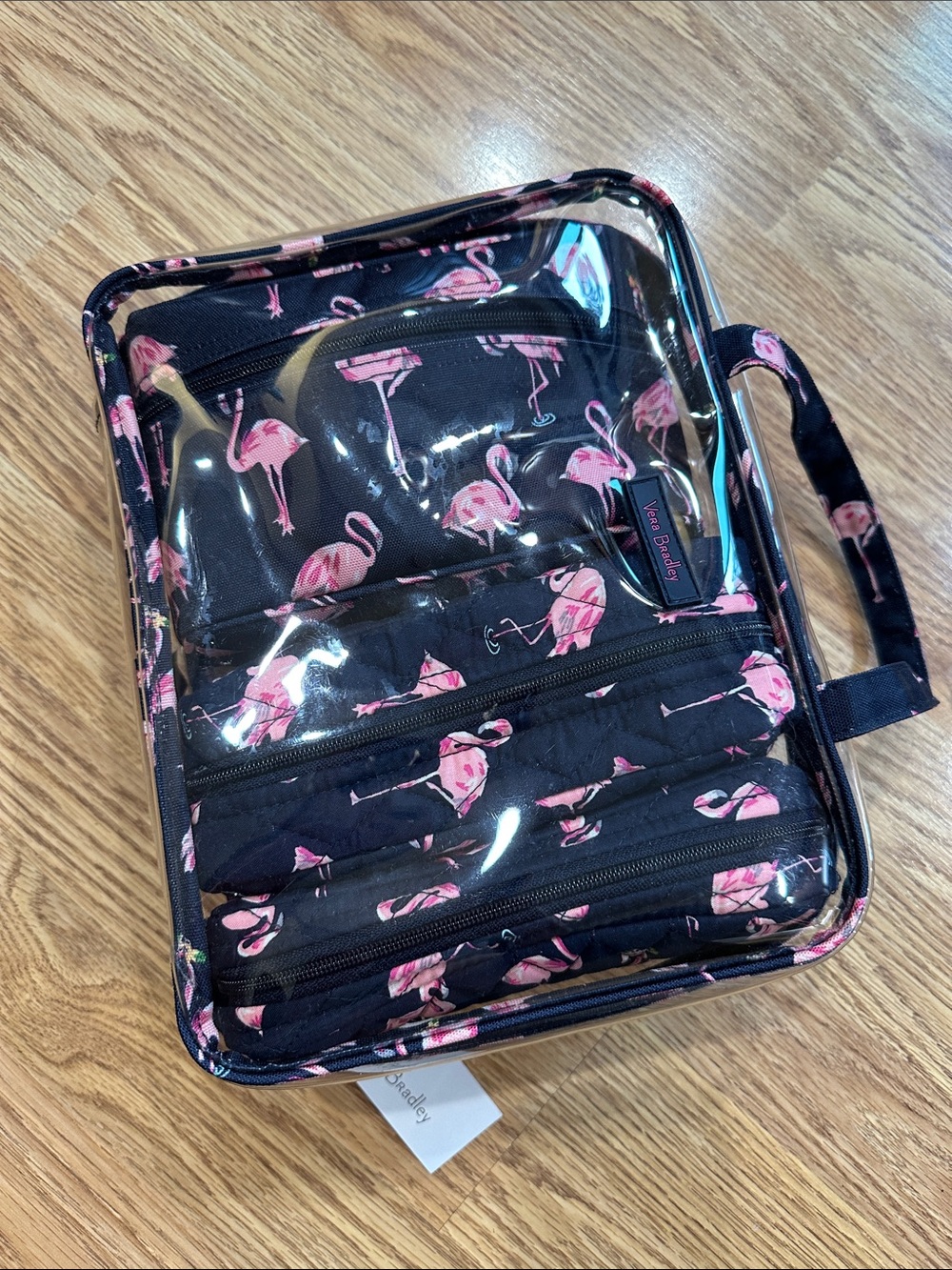 Vera Bradley Navy & Pink 4 piece Flamingo Cosmetic Travel Case